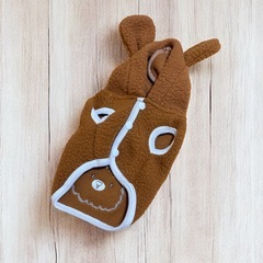 【新品】犬用 ボアパーカー もこもこ防寒ウェア Sサイズ フード付き ブラウンの画像
