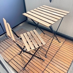 【お話し中】IKEA テルノー3点セット　テーブル＆チェア2脚 &タイル　屋外用の画像