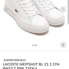 定価約1.5万円LACOSTE グリップショット BL 21 1 CFA ホワイト ピンク系 ラコステ スニーカーの画像