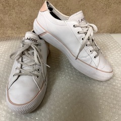 定価約1.5万円LACOSTE グリップショット BL 21 1 CFA ホワイト ピンク系 ラコステ スニーカーの画像
