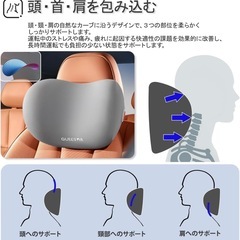 【新品】車 ヘッドレスト ネックパッド 頚椎サポート 低反発 メモリーコットン 内部のメモリーフォームで 通気性 取り付け簡単 洗濯可能の画像