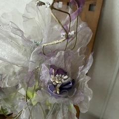 🌹パープル系オーガンジーアートフラワー　フラワーアレンジ　造花🌹の画像