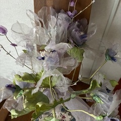 🌹パープル系オーガンジーアートフラワー　フラワーアレンジ　造花🌹の画像