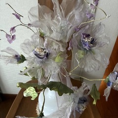 🌹パープル系オーガンジーアートフラワー　フラワーアレンジ　造花🌹の画像