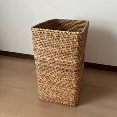 無印　重なるラタン長方形バスケット・大の画像