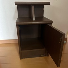 ダークブラウン サイドテーブル 引き出し付きの画像
