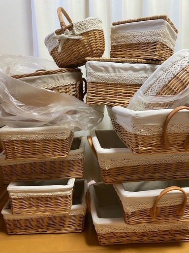 布付　柳バスケット　13点まとめて