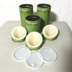 竹割缶 おしゃれ インテリア 茶筒 竹 茶葉入れ お茶缶 オブジェ 小物入れの画像