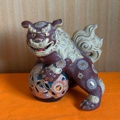【九谷焼】玉乗り獅子　置物　の画像