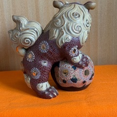 【九谷焼】玉乗り獅子　置物　の画像