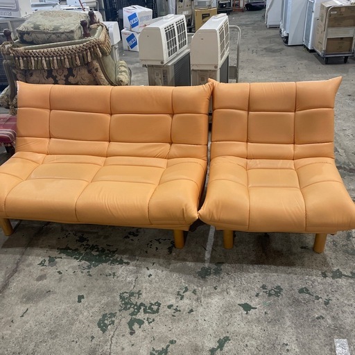 アレックス スーパーソフトレザー ソファ オレンジ