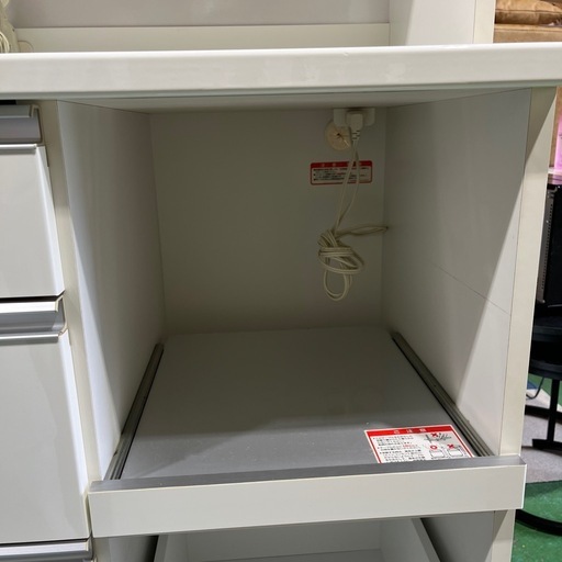 【高橋木工】ブランド家具　レンジ台　レンジボード　キッチン収納　食器棚　白　ホワイト　コンセント付き　【120.4×51×195】
