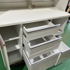 【高橋木工】ブランド家具　レンジ台　レンジボード　キッチン収納　食器棚　白　ホワイト　コンセント付き　【120.4×51×195】の画像