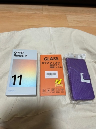 ドジャース優勝大特価　新品同様　品女性購入品OPPO Reno11A SIMフリー パープル色 手帳型スマホケース付（ストラップ有）