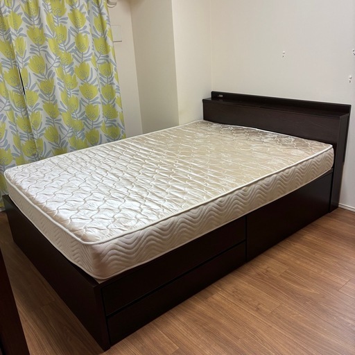 dinos収納付きダブルベッド&スプリングマットレス