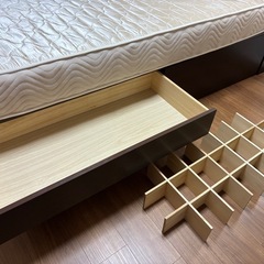 dinos収納付きダブルベッド&スプリングマットレスの画像