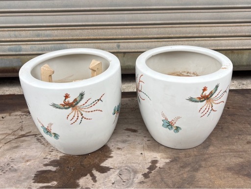 NORITAKE ノリタケ 火鉢 ②個セット日陶 色絵 鳳凰 日本陶器会社 則武