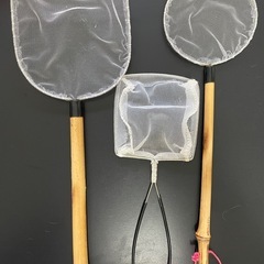 メダカに使ってた 特大〜小サイズまでの様々なタモ5本まとめ売りの画像