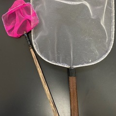 メダカに使ってた 特大〜小サイズまでの様々なタモ5本まとめ売りの画像