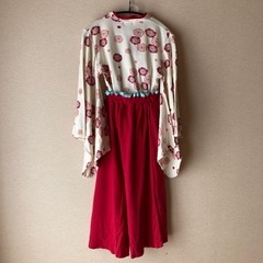 【お正月】赤い花柄の和装セット 140の画像