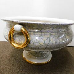 【JM862】Bassano Italy バッサーノ イタリア製 金彩 陶器プランター フラワーポットの画像