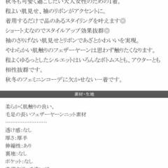 【mily bilet】 トップス ニット レディース シャギーニット 肩スリット 袖リボン プルオーバー ショート丈 オフショルゆったり フェミニン フェザーヤーン 大きいサイズ 秋 冬 クラシカルエルフ mi1029062 Lサイズの画像