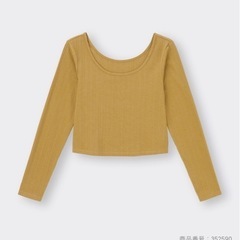 コットンブレンドリブクロップドワイドネックT(長袖)(ドライ)の画像