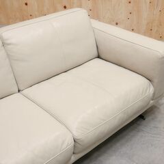 ≪zyt2516ジ≫ Domicil/ドミシール 2人掛けソファ 本革張り 幅210cm デザイナーズ家具/ブランド家具/3人掛け/中古家具/宮城県仙台市 71016-02の画像