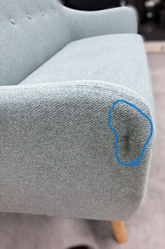 ニトリ 2人用布張りソファ ターコイズブルー