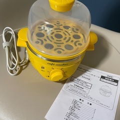 蒸し器 スチームクッカー ゆで玉子名人 かんたん蒸し器ゆで卵メーカー タイマー付き イエロー SE-001の画像
