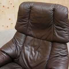 ≪zyt2517ジ≫ EKORNES/エコーネス ストレスレス パーソナルチェア オットマン付属 現状品 ダークブラウン系/1人掛け/中古家具/宮城県仙台市 71016-04の画像