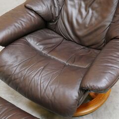 ≪zyt2517ジ≫ EKORNES/エコーネス ストレスレス パーソナルチェア オットマン付属 現状品 ダークブラウン系/1人掛け/中古家具/宮城県仙台市 71016-04の画像