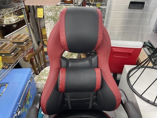 YAMAZEN eスタイルチェア ESC-896 リクライニングチェア フットレスト付き ブラック×レッド メッシュ 札幌市手稲区