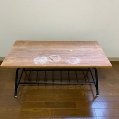 ローテーブル：ウッド（木目）、アイアンの画像