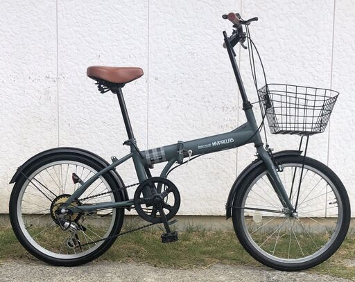 新品同様 MYPALLAS 折畳20インチ外装6段変速 カゴ付き・ドロヨケ付き