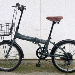 新品同様 MYPALLAS 折畳20インチ外装6段変速 カゴ付き・ドロヨケ付きの画像
