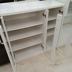 リユースのサカイ栃木店★ジモティ割あり★  収納棚 ホワイト W87.5×D35×H93 クリーニング済み TC11309の画像