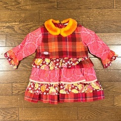 子供服 Oilily オイリリー チェック 柄 花柄 ワンピース　92の画像