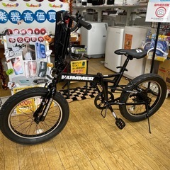 🚲通勤🪇通学🚲HUMMER ファットバイク FAT BIKE 20インチ 折りたたみ自転車 20×3.0極太タイヤ 6段変速搭載 通勤 通学 街乗り ハマー FDB206FAT-BIKE 美品✨NO.2144Fの画像