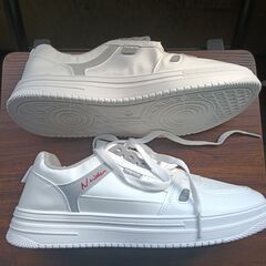 新品 26cm メンズ スニーカー ホワイト 厚底 シューズ 普段着 識別番号:【T440-S】の画像