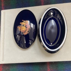 リモージュ Castel 紺色 小物入れ 金彩 フランス製の画像