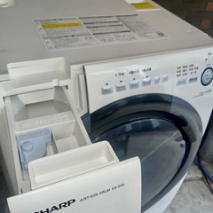ES‑S7D‑WL 19年製 SHARP シャープドラム式洗濯乾燥機 洗濯7kg 乾燥3.5kg プラズマクラスター ヒーターセンサー乾燥 左開き ドラム式洗濯機 中古家電 洗濯機 洗乾機 washer dryer drum type left opening 7kg 3.5kg reuse recycleの画像