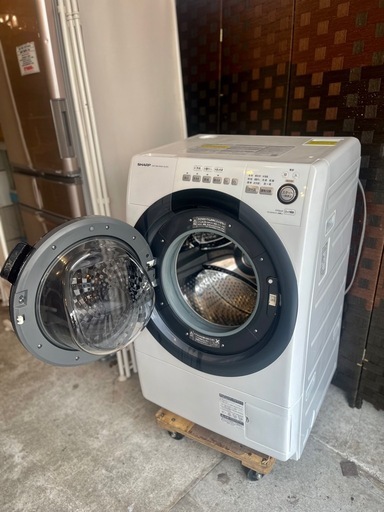 《売約済》ES‑S7D‑WL 19年製 SHARP シャープドラム式洗濯乾燥機 洗濯7kg 乾燥3.5kg プラズマクラスター ヒータ