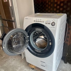 ES‑S7D‑WL 19年製 SHARP シャープドラム式洗濯乾燥機 洗濯7kg 乾燥3.5kg プラズマクラスター ヒーターセンサー乾燥 左開き ドラム式洗濯機 中古家電 洗濯機 洗乾機 washer dryer drum type left opening 7kg 3.5kg reuse recycleの画像