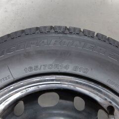 スタッドレスタイヤ2本 165/70R14 ブリジストン アイスパートナー2　2022年製 バリ溝 10分山 鉄ホイール PCD100 4穴の画像