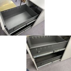 ① 2段 サイドキャビネット 幅40×奥行70×高さ71cm 鍵付き 袖机 デスクワゴン 脇机 スチールワゴン 事務用品 札幌市手稲区の画像