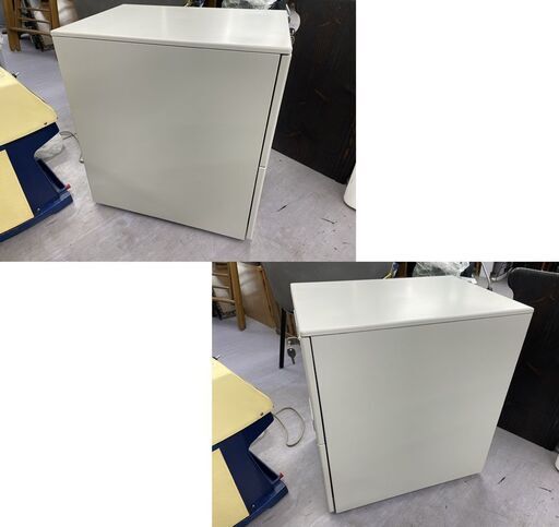 2段 サイドキャビネット 幅40×奥行70×高さ71cm 鍵付き 袖机 デスクワゴン 脇机 スチールワゴン 事務用品 札幌市手稲区