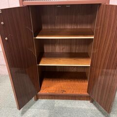 木製 食器棚 すりガラス 収納棚 昭和レトロ おしゃれ インテリア 幅60cm×奥行38cm×高さ121cmの画像