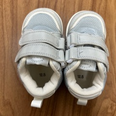 キッズ　シューズ　12.5cm グレー×ホワイト　スニーカー　上履きの画像