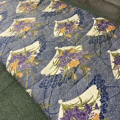 敷布団 青 花柄 ① 幅97cm×奥行190cm×厚さ4cmの画像